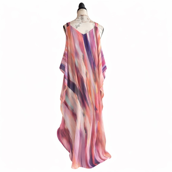 Robbie Bee Signature Cold Shoulder Abstract Print Maxi Dress NWT Size 12 Vibrant - Picture 2 of 15